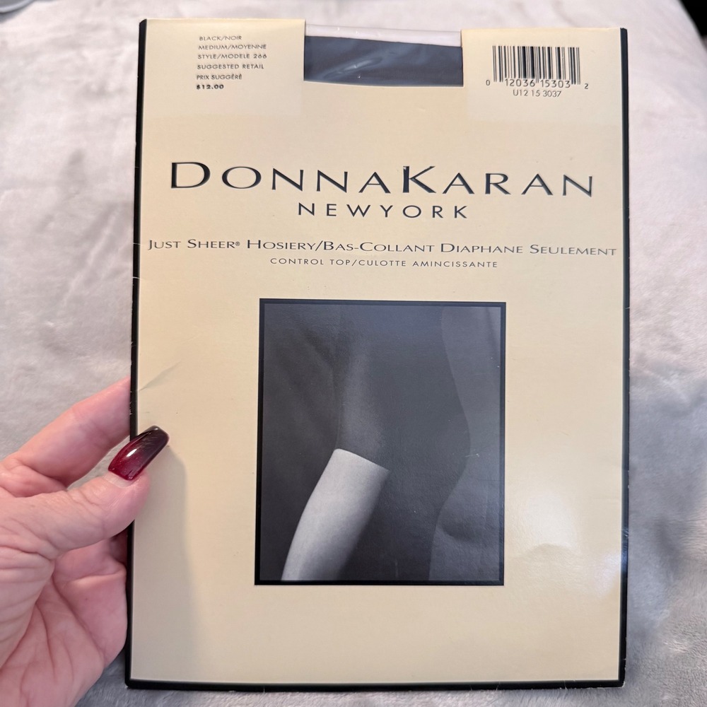 Donna Karan New York Just Sheer Control Top Pantyhose Black Medium NIP
